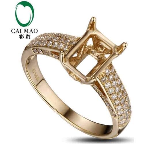 CaiMao Cushion cut Semi Mount Ring Settings & 0.42ct Diamond 14k Yellow Gold Gemstone Engagement Ring Fine Jewelry