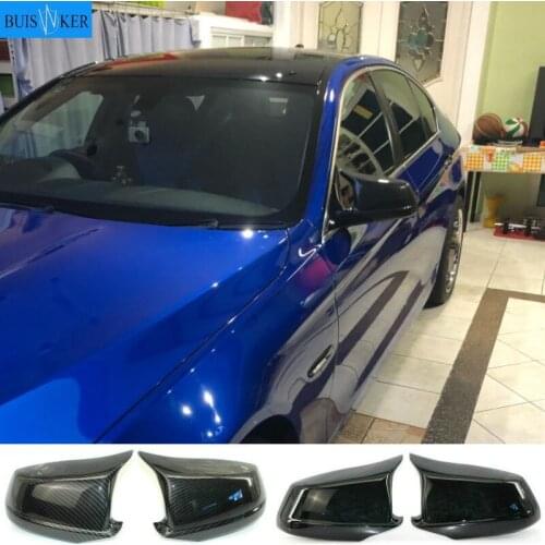 Pair Black/Carbon Fiber Look Rearview Mirror Caps Car Door Wing Mirror Cover Replacement For BMW F10 5-Series 2011-2013 Pre-LCI