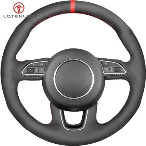 LQTENLEO Black Suede DIY Car Steering Wheel Cover For Audi Q3 2013-2018 Q5 2013-2017 Q7 2012-2015