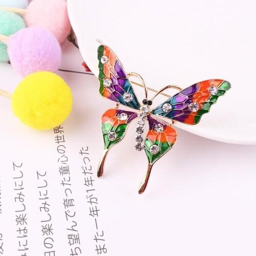 LUBOV Colorful Butterfly Design Gold Color Metal Brooch Pins Rhinestone Inlaid Beautiful Insect Brooches Pin Women Jewelry 2019