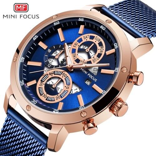 MINIFOCUS 2020 Mens Casual Sport Watch Top Brand Luxury Army Military Mens Wrist Watch stainless steel Clock Relogio Masculino