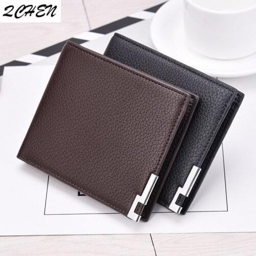 Mens wallets mens short wallet iron border Korean new business version of the young mens style wallet trend card bag 009Q