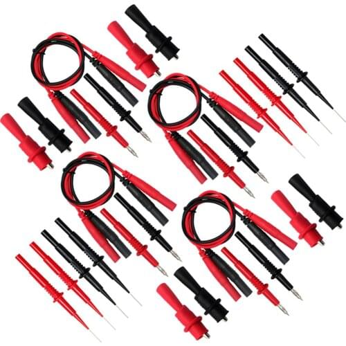 AideTek needle tipped tipTL809 leads set for multimeter Four alligator clips with removable insulator Test Lead Kit 4TLP20161