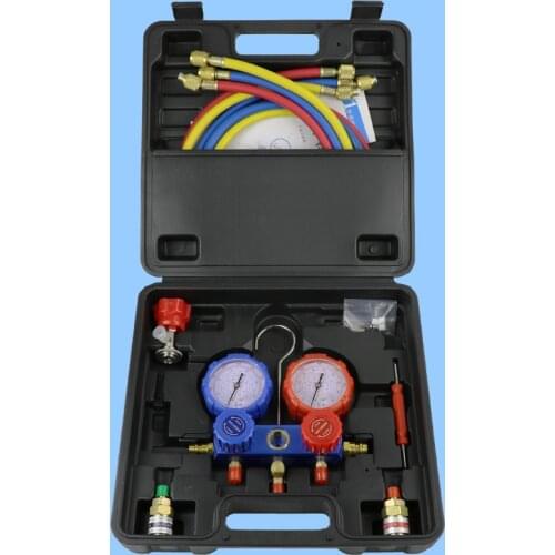 1/4" Refrigerant Manifold Vacuum Gauge Set HVAC R134A R22 Adapter with 150cm Charging Hose