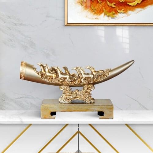New Chinese Lucky Fortune Lvory Eight Horses Resin Ornaments Home Livingroom Figurines Decoration TV Cabinet Accessories Crafts