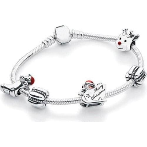 2020 Winter New Classic Santa Claus, Socks, Deer Bracelet Set, Exquisite Fashion Jewelry For Wife Christmas Gift