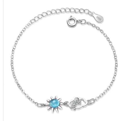 Cloud Korean version of the small fresh crystal-encrusted artificial crystal sweet sun stars silver plated bracelet JO001