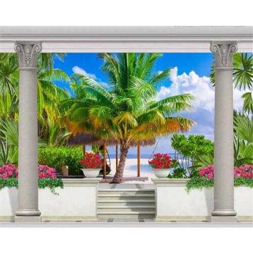 Beibehang wall papers home decor 3d photo wallpaper garden balcony sea view home decoration background wall papel de parede 3d