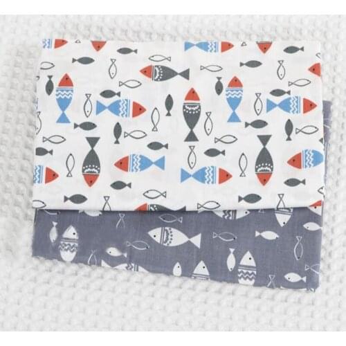 So Pretty Colorful Fish & Grey Fish 100% Cotton Fabric Bedding Quilting Clothing DIY fabric 50x160cm Decoration