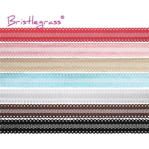 BRISTLEGRASS Wholesale 50 Yard 5/8"15mm Solid Picot Loop Frilly Mesh Lace Trim Elastics Spandex Band Lingerie Dress Sewing Craft