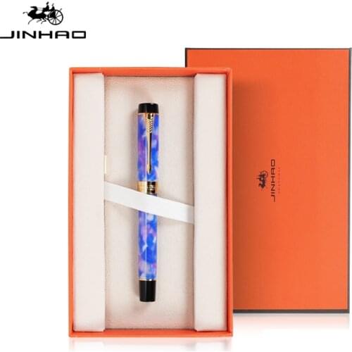Luxury Jinhao 100 Fountain Pen Century Pink Acrylic Spin Gold Elegante INK Pen Business Office Supplies