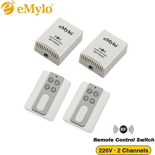 EMylo Smart Wireless Remote Control Switch RF 433Mhz AC 220V-230V-240V 1000W Transmitter 2X 2 Channels Relays For Light LED Lamp