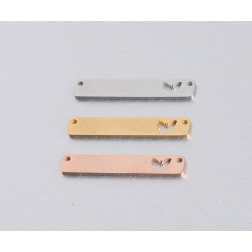 100% Stainless Steel Blank Plates For Engrave Rose Gold/Gold/Silver Color Metal Hollow Butterfly Plate Mirror Polished 20pcs