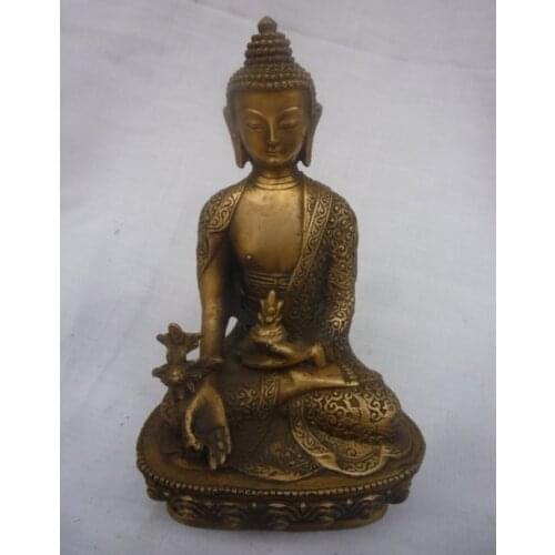 Rare Old copper Medicine Buddha Statue/ Sculpture, fine carving,Best collection&adornment,Free shipping