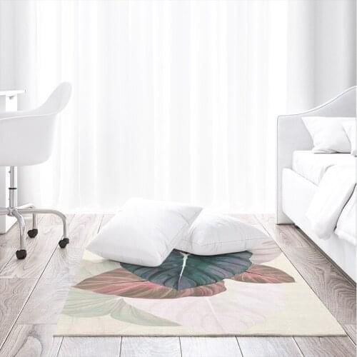 Pink Rugs Bedroom Bedside Elegant Leaves Thicken Fluffy Carpets Living Room Study Hotel Anti Slip Washable Colourfast Customable