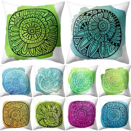 Geometric Cushion Covers Circle Flower Print Throw Pillow Case For Home Office Car Chair Sofa Room Decoration Pillowcases