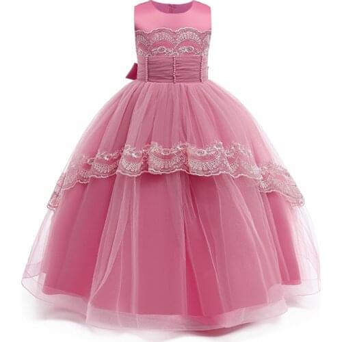 Beading Children Birthday Party Prom Tutu Princess Long Wedding Bridesmaid Evening Infant Summer Dress Kid Vestidos Girl Clothes