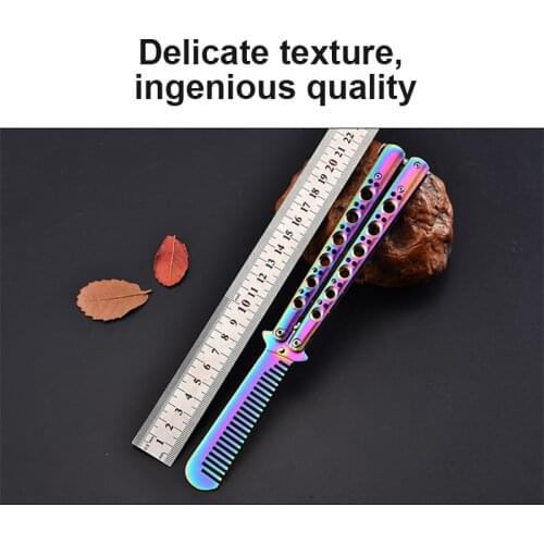 Key Shaped Pocket Tool Training Folding Knife Outdoor Camping Practice Comb Stainless Steel Multi-tool Ractice Butterfly Knife