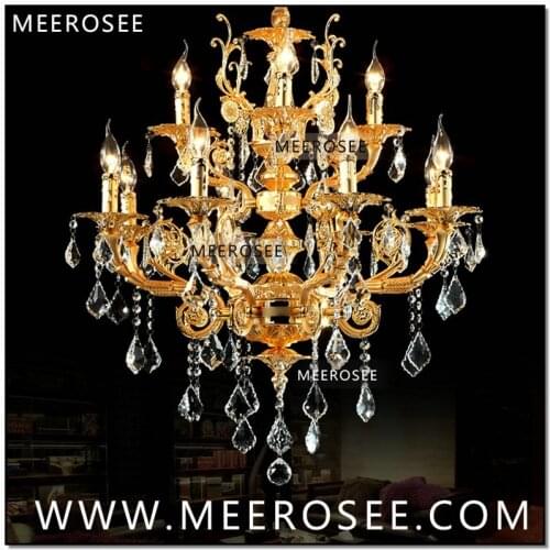 Modern Luxurious Golden Chandelier Lights 12 Arms Zinc Alloy Crystal Lustre Hanging Lamp Suspension Cristal Lighting for Home