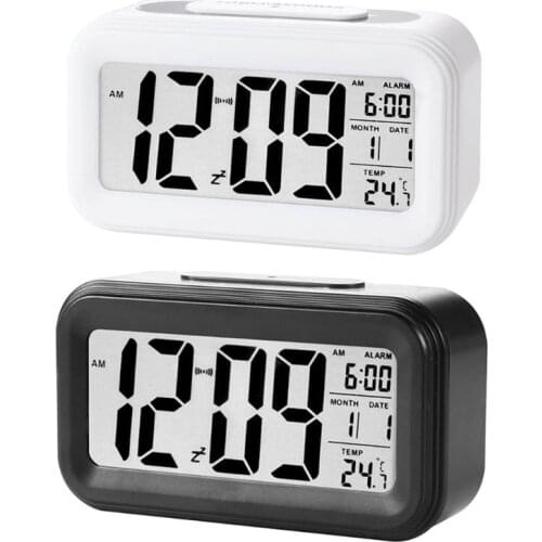 Modern Digital Alarm Clock Led Display Snooze Electric Alarm Clock With Calendar Temperature Desktop Clock For Bedroom Office