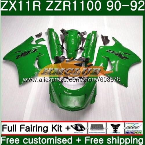 Body For KAWASAKI NINJA ZX-11R ZZR 1100 ZX 11R 1990 1991 1992 28CL.91 ZZR1100 ZX11 ZX-11 R ZX-11R 90 91 92 Fairing Gloss green