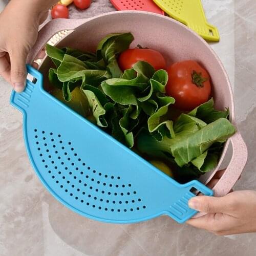PP Pot Drainer with Handle Hand Held Pan Pot Side Strainer For Noodles Pasta Fruit Veggies Liquid Diversion Drainer Strainer