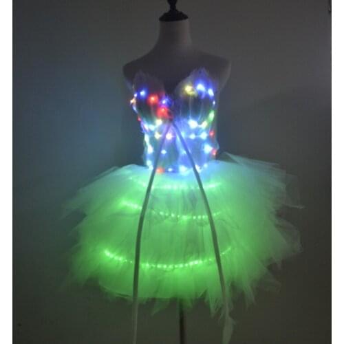 LED luminous wedding dress bridesmaid skirt tutu skirt short skirt performance costumenightclub bar wear