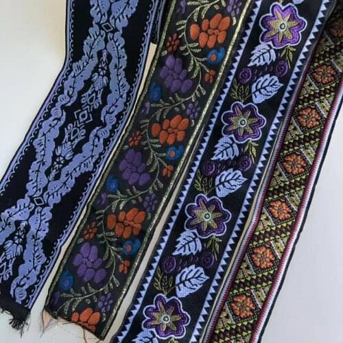 10yards/lots Woven Jacquard Ribbon Trims flowers geometric pattern for curtain and clothing accessory size 3.5-6.8cm LS-2704
