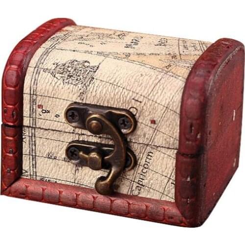 Vintage Jewelry Box Mini Wood World Map Pattern Metal Container Organizer Storage Case Handmade Wooden Small Boxes SN493