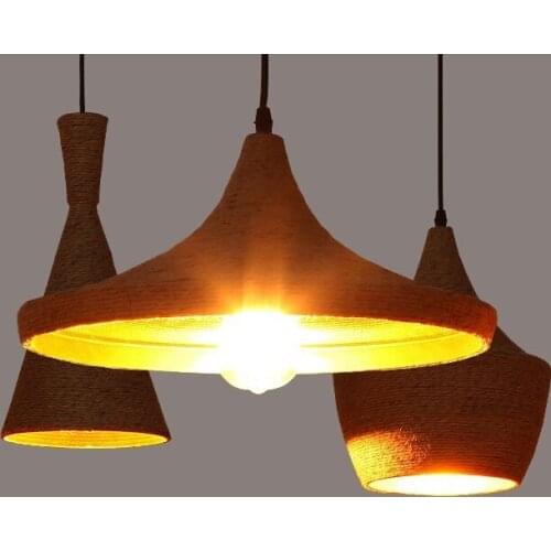 Rope vintage pendant lights loft avize nordic hanglamp restaurant kitchen light suspension luminaire home industrial lighting
