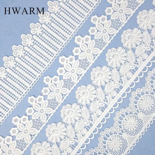 High Quality African Lace Fabric Wedding Sewing Trim Diy New Single Side Wave Hollowed Out Water Soluble Embroidery Accessories
