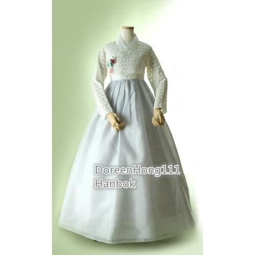 Women Hanbok Dress Custom Made Korean Traditional Hanbok High Waist Lace Hanbok