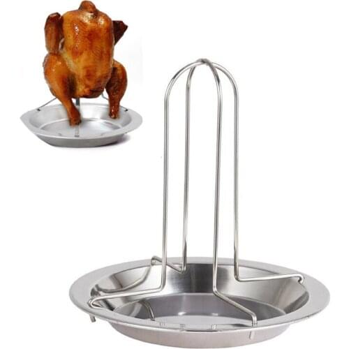 1Set Barbecue Grilling Baking Cooking Pans Non-Stick Chicken Roaster Rack with Bowl Outdoor Barbecue BBQ Accessories Tools