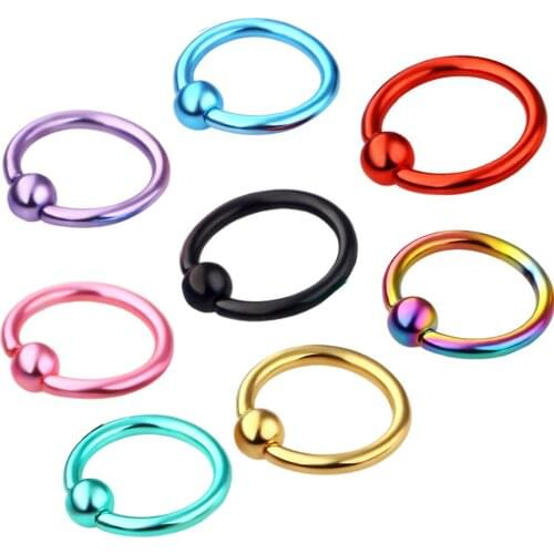 2PCS 1.2mm Surgical Steel Captive Bead Ring Ear Hoop Nose Ring Ear Tragus Cartilalge Piercing Nipple Ring Body Jewelry Women