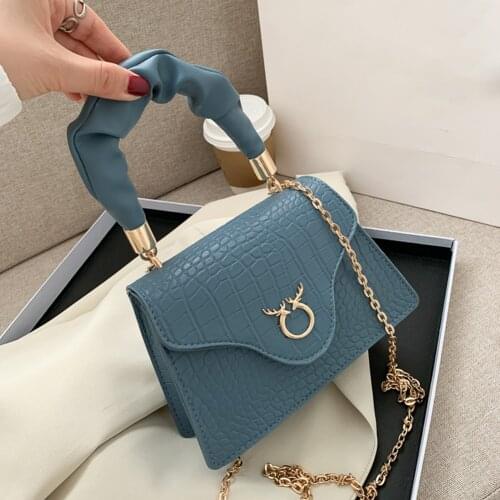 2021 Women Pleated Handle Tote Bags Luxury Lattice Pattern Crossbody Female Chain Bag Party Clutch Soft Pu Leather Travel Bag