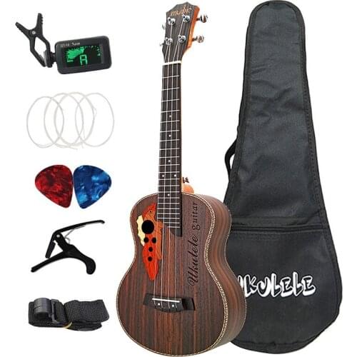 26 Inch Tenor Ukulele Grape Sound Hole Hawaiian Guitar 4 Strings Rosewood Ukelele Set with Bag
