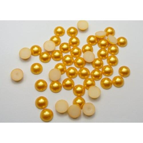 300pcs Gold Half Pearl Bead 10mm Flat Back Round Scrapbook Craft Jewelry decorative accessories Imitation pearls