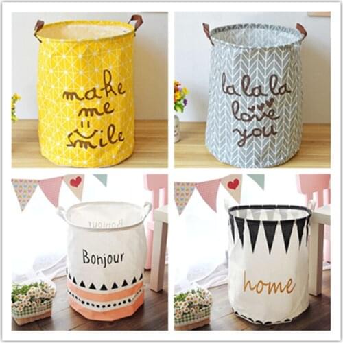 40*50cm Folding Laundry Basket Round Storage Bin Bag Large Hamper Collapsible Clothes Toy Basket Bucket Organizer Large Capacity