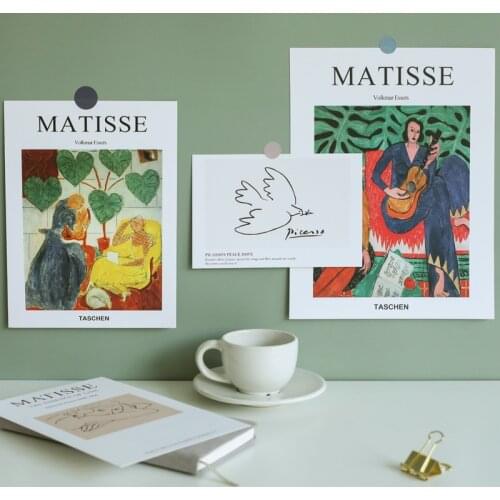 5 Sheets Nordic Retro Art Decoration Card Creative Greeting Cards Photo Frame Painting Postcard Bedroom Background Wall Sticker