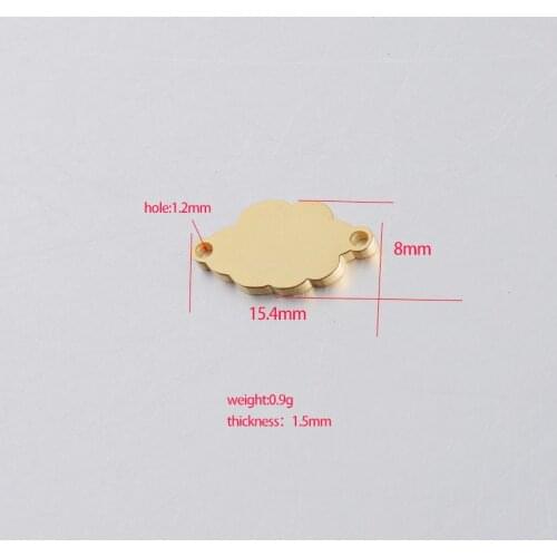 5pc 8*15.4mm mirror polished stainless steel double hole cloud for DIY accessories keychain bracelet necklace connector jewelry