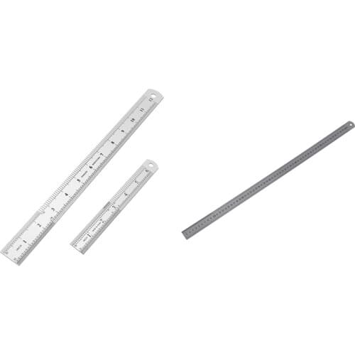 60cm Stainless Metal Measuring Straight Ruler with Stainless Steel Ruler 12 Inch + 6 Inch Metal Rulers