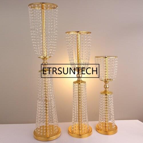 62cm 82cm 102cm Gold Silver Acrylic wedding road lead crystal wedding centerpiece event party flower rack home decoration