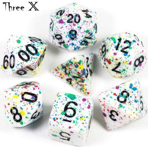 7pcs/set Polyhedral Ink-jet Dice Drinking TRPG DND for Opaque D4-D20 Multi Sides Board Game