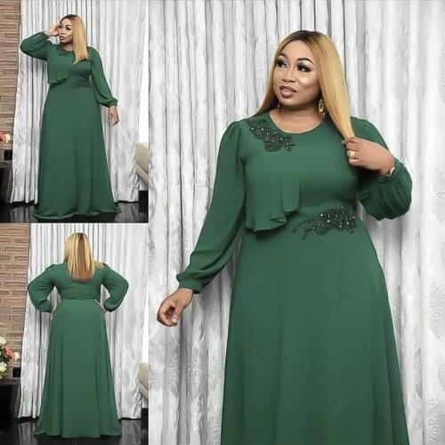 African Dresses For Women 2021 Autumn New Solid Color Retro Dress Slim Long Sleeve Maxi Dress Robe African Clothing Vestidos
