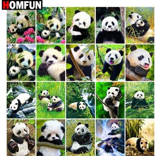 HOMFUN Full Drill Diamond Painting "Animal panda landscape " DIY Picture Of Rhinestone 5D Diamond Embroidery Cross Stitch Decor