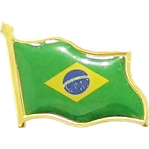 Brazil Flag Brooch Electroplated Gold Badge Lapel Pin Men/Women Jewelry Accessories