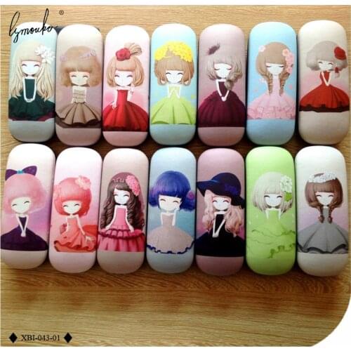 Lymouko New Design Cartoon Rose Girl Princesses PU Sunglasses Glasses Case for Lady Kid Holder Metal Eyewear Glasses Box