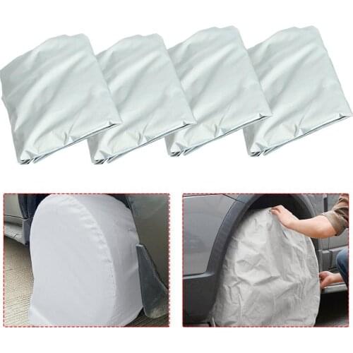 MOJOYCE 4Pcs/Set Aluminum Foil Coated Tire Cover Case Waterproof Dustproof Tyre Protector Wheel Covers For Truck RV SUV Camper