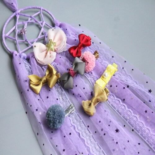 Childrens Hair Bows Clips Storage Rope Dreamcatcher Lace Hair Accessories Holder Organizer Belt Headband Hanger