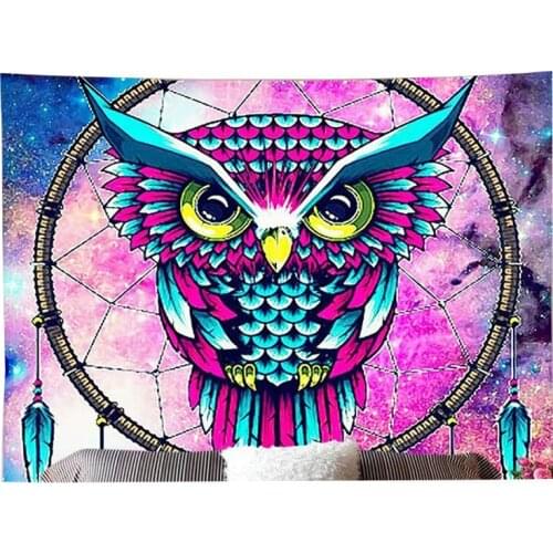 Owl tapestry hanging decoration tapices pared psychedelic starry tenture murale woondecoratie